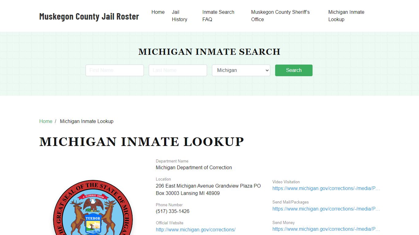 Michigan Inmate Search, Jail Rosters - Muskegon County Jail